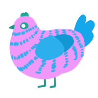 Cotton Candy of Love, a lavender and sky chicken with a bar pattern
