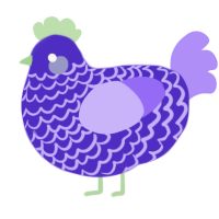 A indigo and lilac chicken with a lace pattern