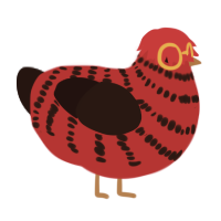 A crimson and sable chicken with a bar pattern