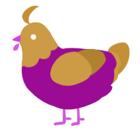 A plum and gold chicken with a head pattern