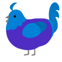 A indigo and sapphire chicken with a head pattern