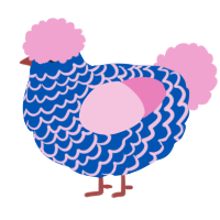 Snow Cone, a ultramarine and pink chicken with a lace pattern