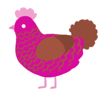 A fuchsia and russet chicken with a lace pattern