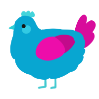 A cerulean and fuchsia chicken