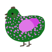 A leaf and orchid chicken with a speckle pattern