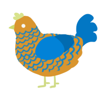 A orange and sapphire chicken with a lace pattern