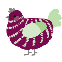 A wine and gluppy chicken with a bar pattern