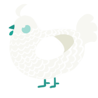 A white chicken with a lace pattern