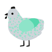 A mist and mint chicken with a speckle pattern
