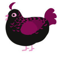 Scabiosa, a black and wine chicken with a half-lace pattern