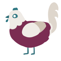 ample, a maroon and beige chicken with a head pattern