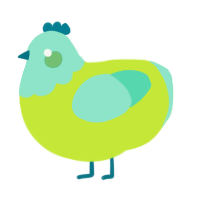 A lime and mint chicken with a head pattern