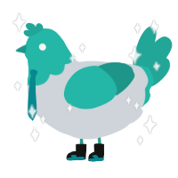 miku 5224, a mist and turquoise chicken with a head pattern