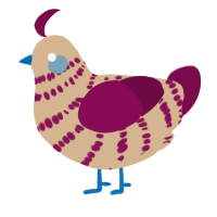 A beige and wine chicken with a bar pattern