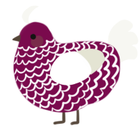 A wine and white chicken with a lace pattern