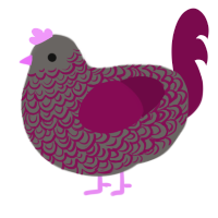 A grey and wine chicken with a double-lace pattern