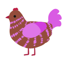 A russet and orchid chicken with a bar pattern