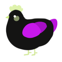 A black and amethyst chicken