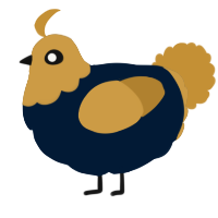A tumblr and gold chicken with a head pattern