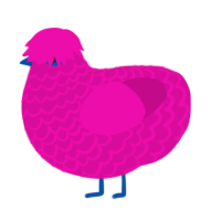 A fuchsia chicken with a lace pattern