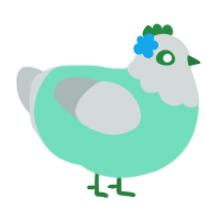 Gemini, a mint and silver chicken with a head pattern