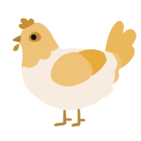A cream and honey chicken with a head pattern