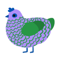 Weird Sponge, a lilac and viridian chicken with a lace pattern