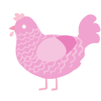 A pink chicken with a lace pattern