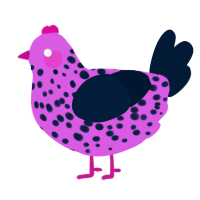 A orchid and tumblr chicken with a speckle pattern