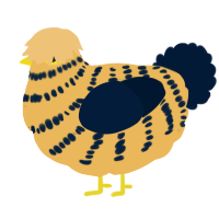 A honey and tumblr chicken with a bar pattern