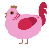 A pink and crimson chicken with a neck-band pattern
