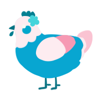 A cerulean and rose chicken with a head pattern