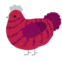 A crimson and wine chicken with a bar pattern