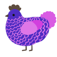 A indigo and orchid chicken with a lace pattern