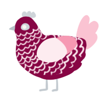 A maroon and rose chicken with a lace pattern