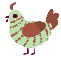 Mushy avocado, a gluppy and russet chicken with a bar pattern