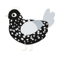 A sable and mist chicken with a speckle pattern