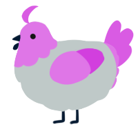 A silver and orchid chicken with a head pattern