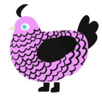 Enoby, a lavender and black chicken with a lace pattern