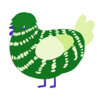 A leaf and apple chicken with a bar pattern