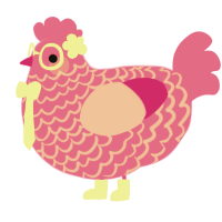 A rose chicken with a lace pattern