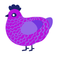 A amethyst and blurple chicken with a lace pattern