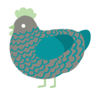 A ash and teal chicken with a lace pattern