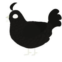 Oculus, a sable and black chicken with a lace pattern