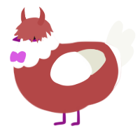 Creepy Butler, a red and white chicken with a head pattern