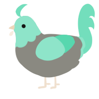 A ash and mint chicken with a head pattern