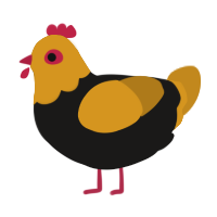 A sable and ochre chicken with a head pattern
