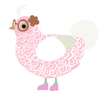 A rose and white chicken with a double-lace pattern