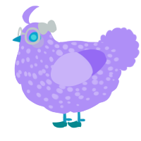 jelly bean, a lilac chicken with a speckle pattern