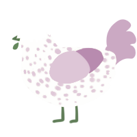 mizi, a apple and orchid chicken with a speckle pattern